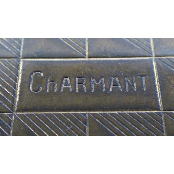 Charmant Compact Powder Rouge Leather Top Rectangle Gold Tone Mirror Vintage - Picture 8 of 12